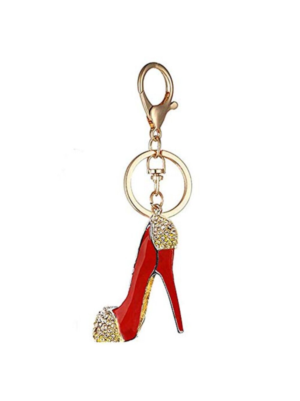 Rhinestone Enamel High Heel Shoe Crystal Keychain Keyring Bag Purse Charm